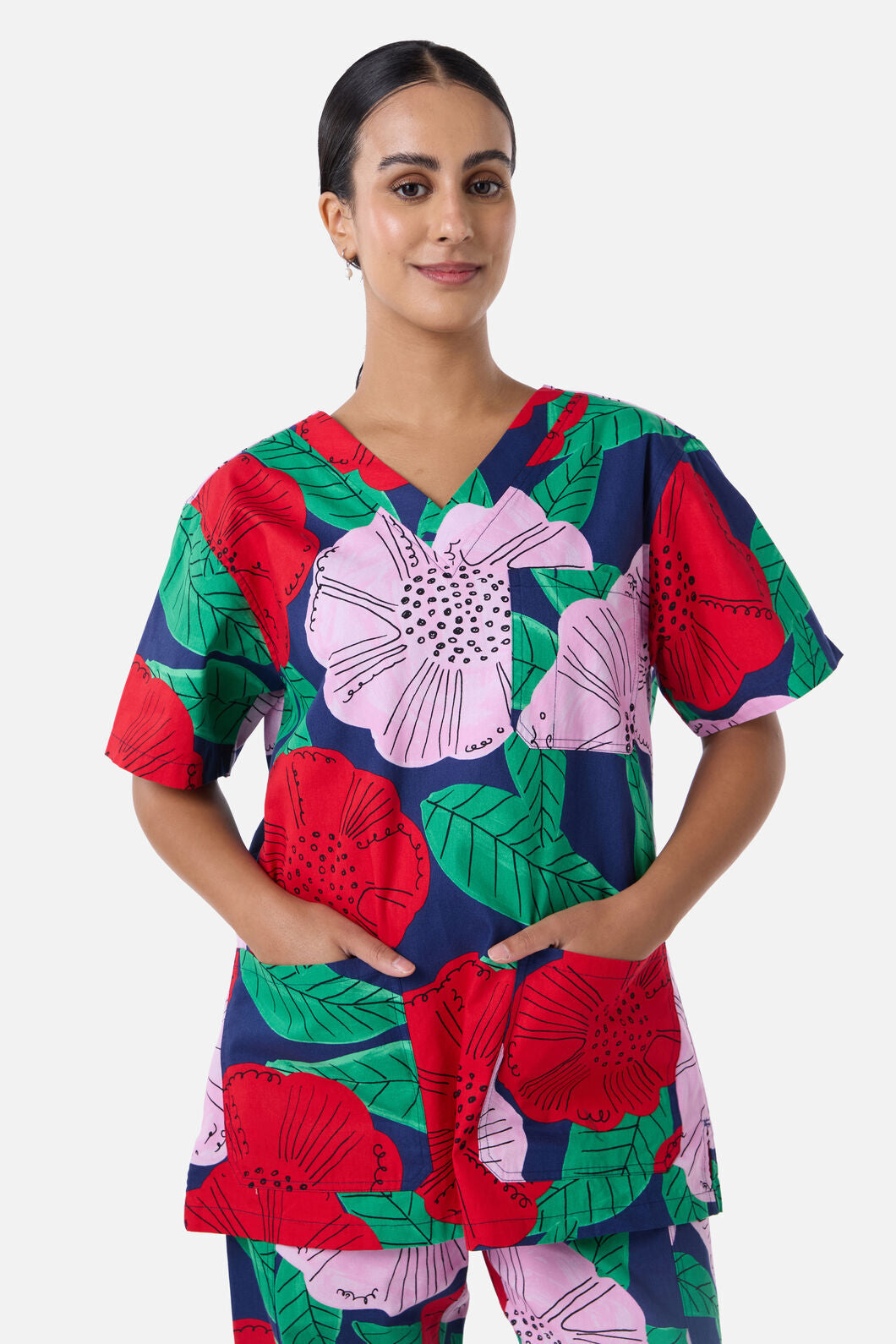 Gorman - Camellia Floral Scrub Set - navy