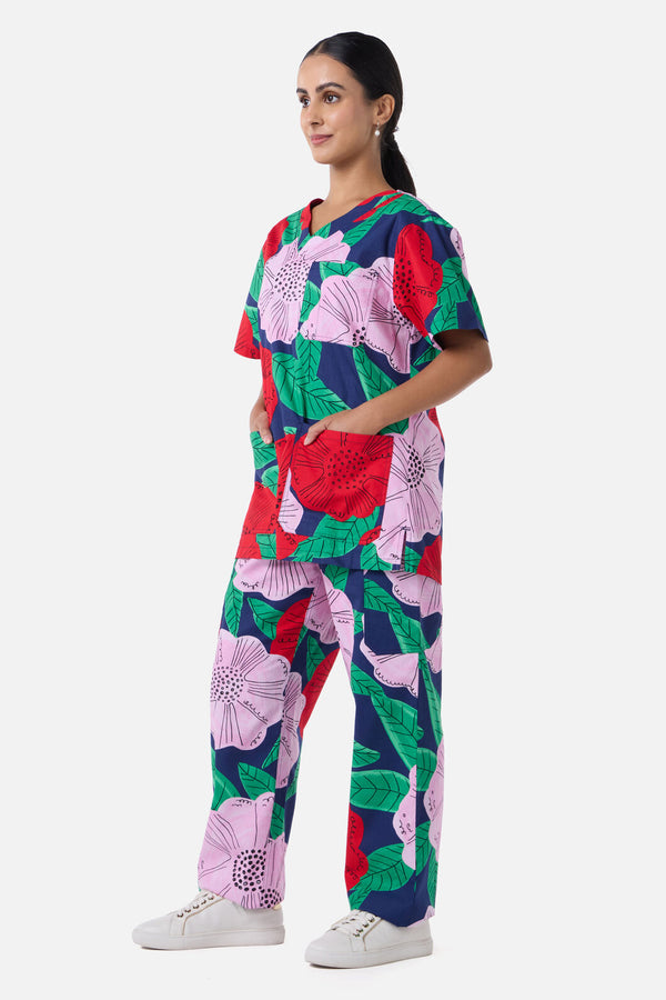 Gorman - Camellia Floral Scrub Set - navy