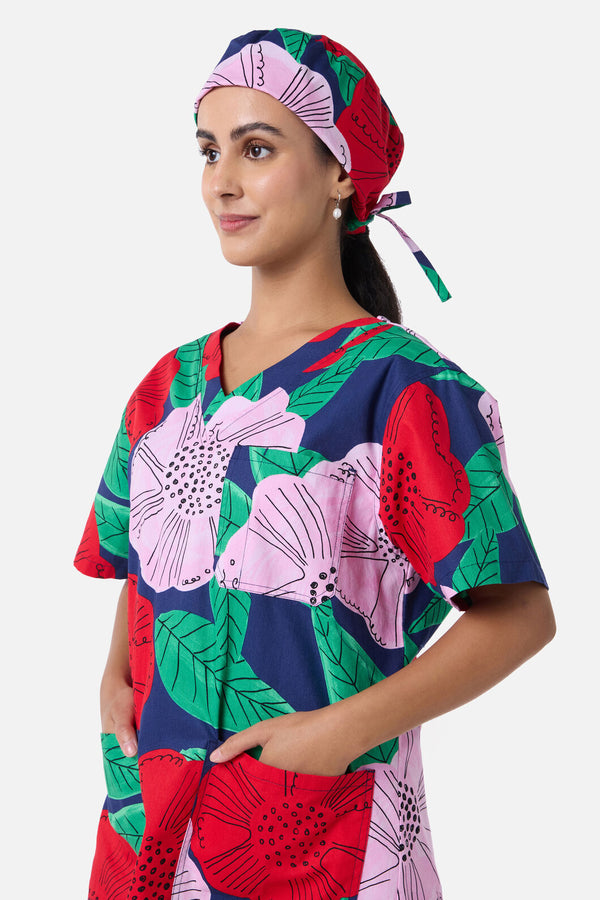 Gorman - Camellia Floral Scrub Hat - navy