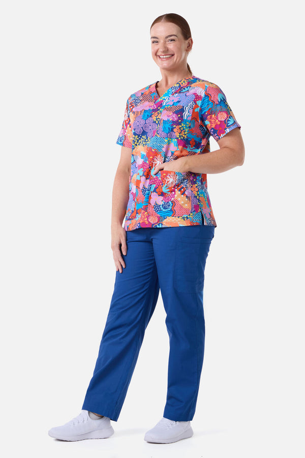Gorman - Collage Scrub Top & Pant Set - navy