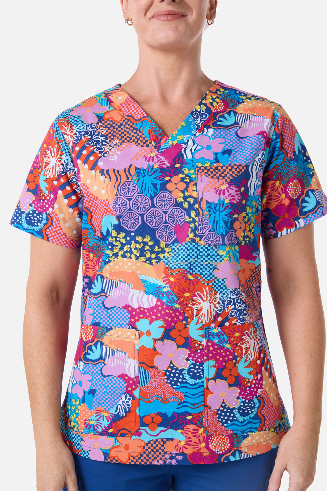Gorman - Collage Scrub Top & Pant Set - navy