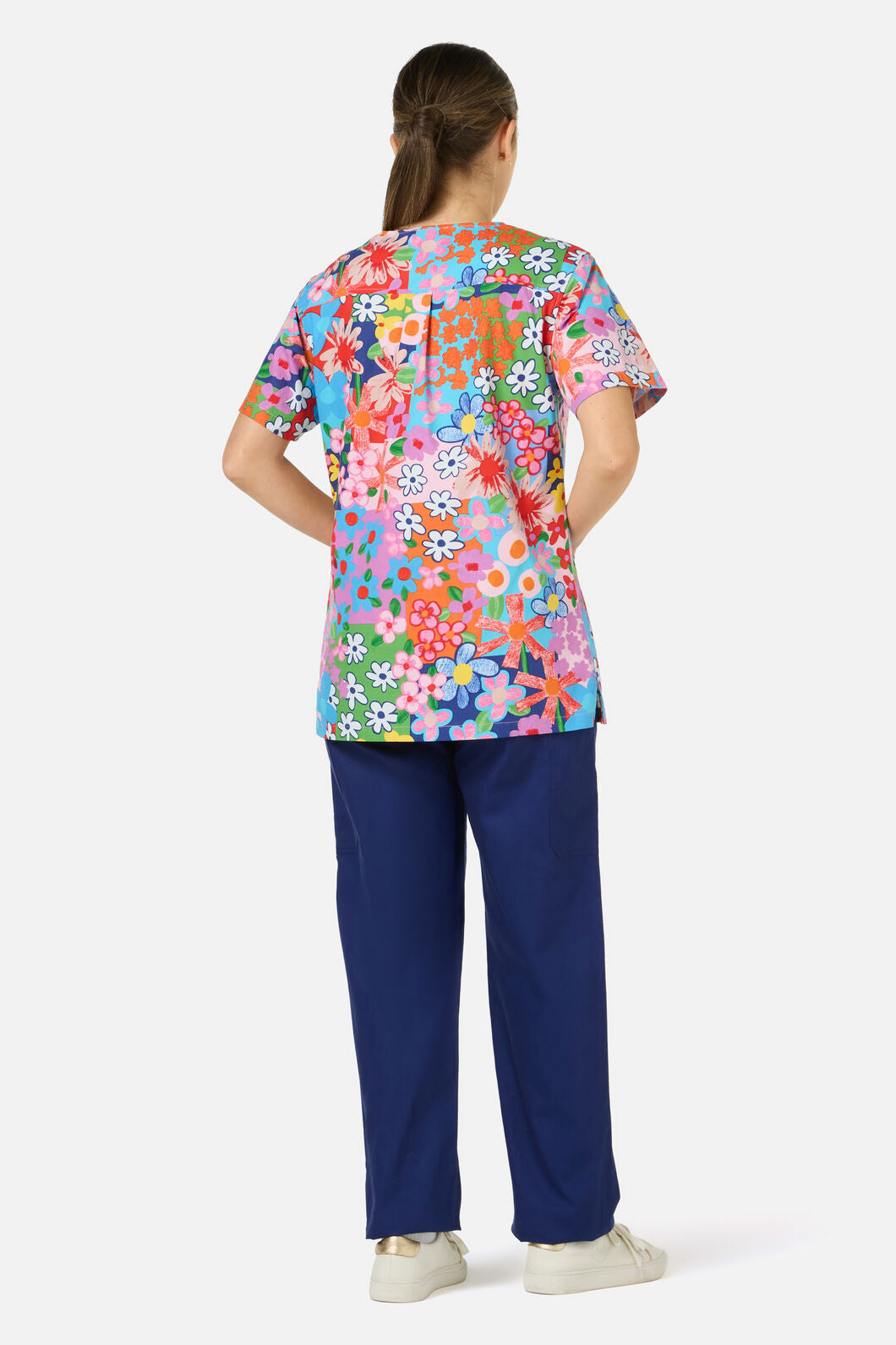Gorman - Floral Field Top & Pant Scrub Set - navy