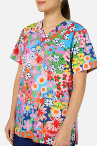 Gorman - Floral Field Top & Pant Scrub Set - navy
