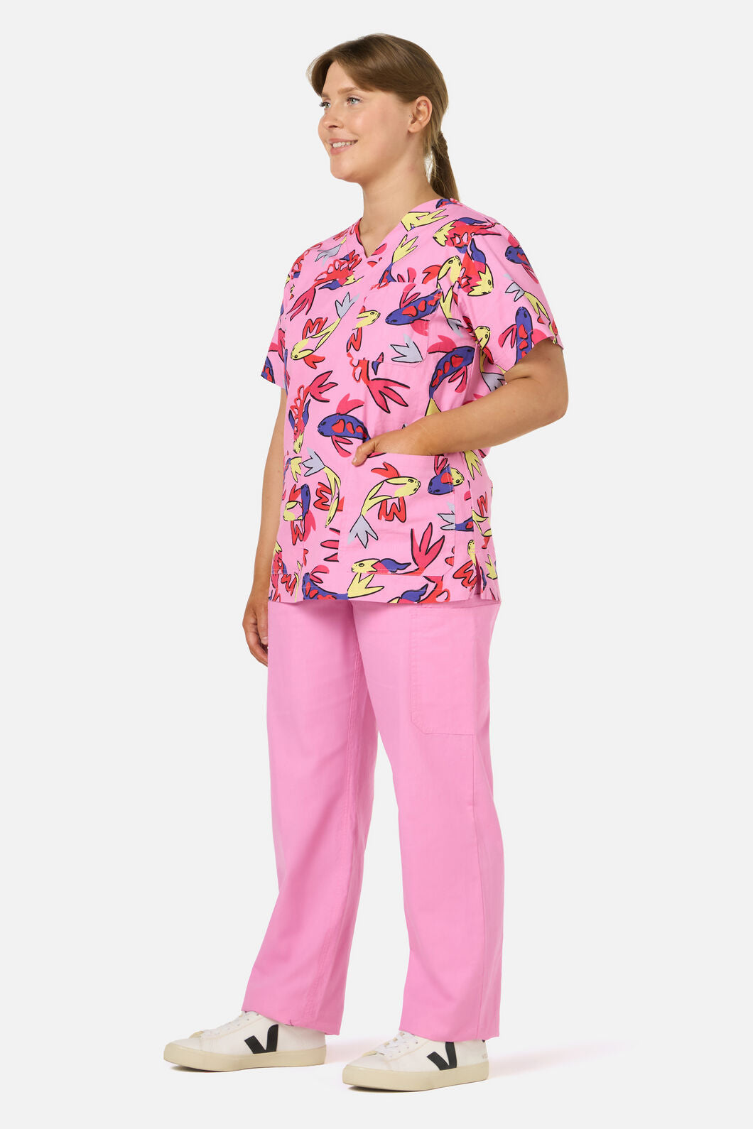 Gorman - Koi Pond Top & Pant Scrub Set - pink