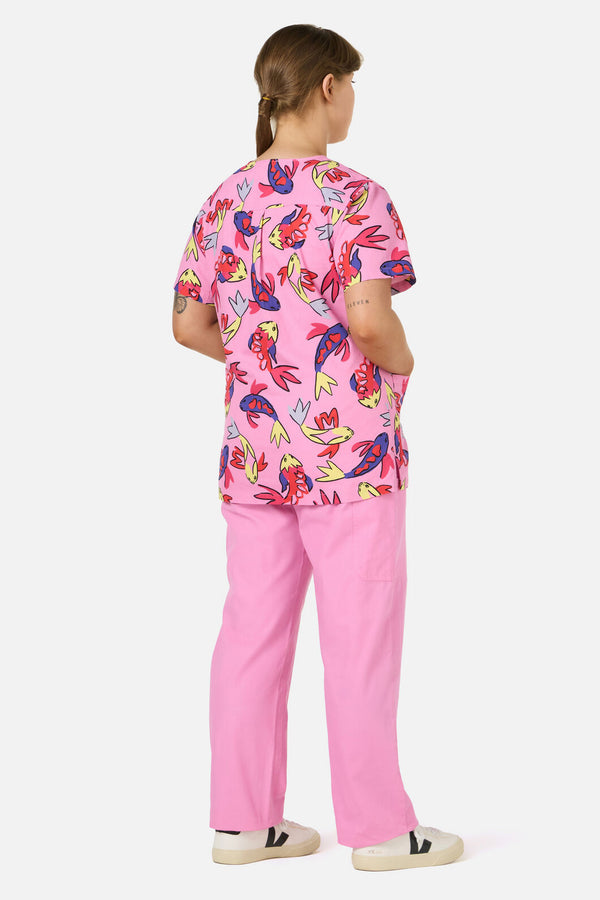 Gorman - Koi Pond Top & Pant Scrub Set - pink