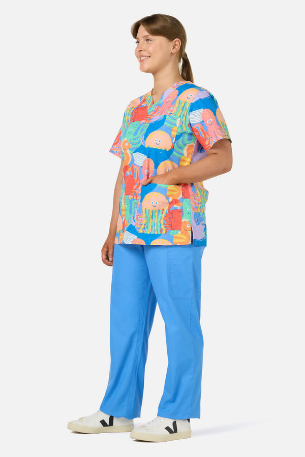 Gorman - Sea Creatures Top & Pant Scrub Set - blue