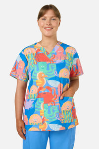 Gorman - Sea Creatures Top & Pant Scrub Set - blue