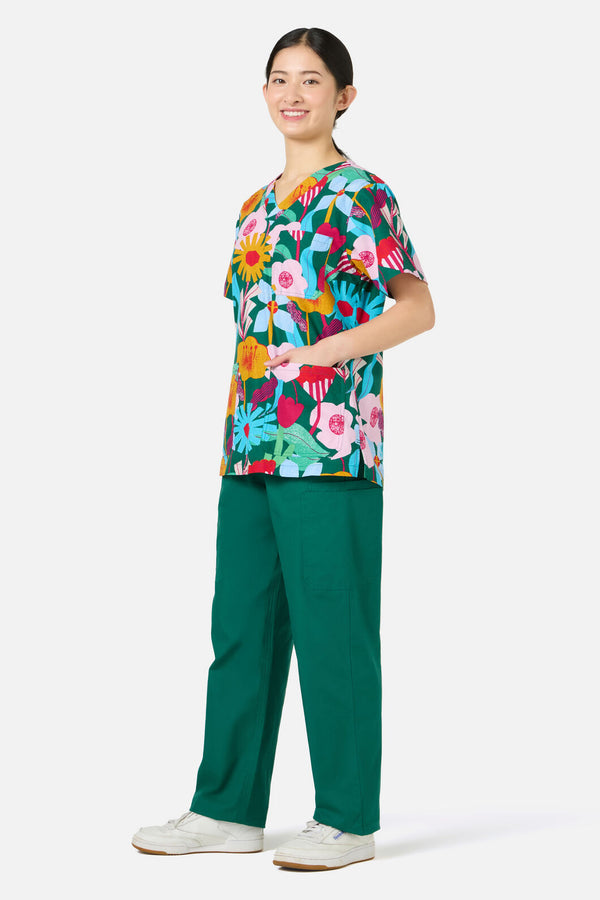 Gorman - Paper Blooms Top & Pant Scrub Set - green