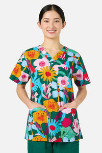Gorman - Paper Blooms Top & Pant Scrub Set - green