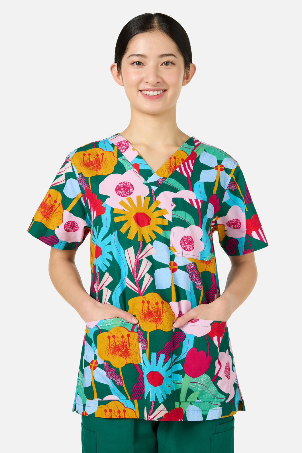 Gorman - Paper Blooms Top & Pant Scrub Set - green