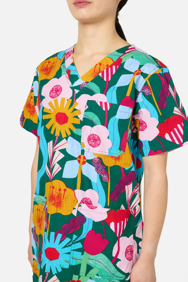 Gorman - Paper Blooms Top & Pant Scrub Set - green