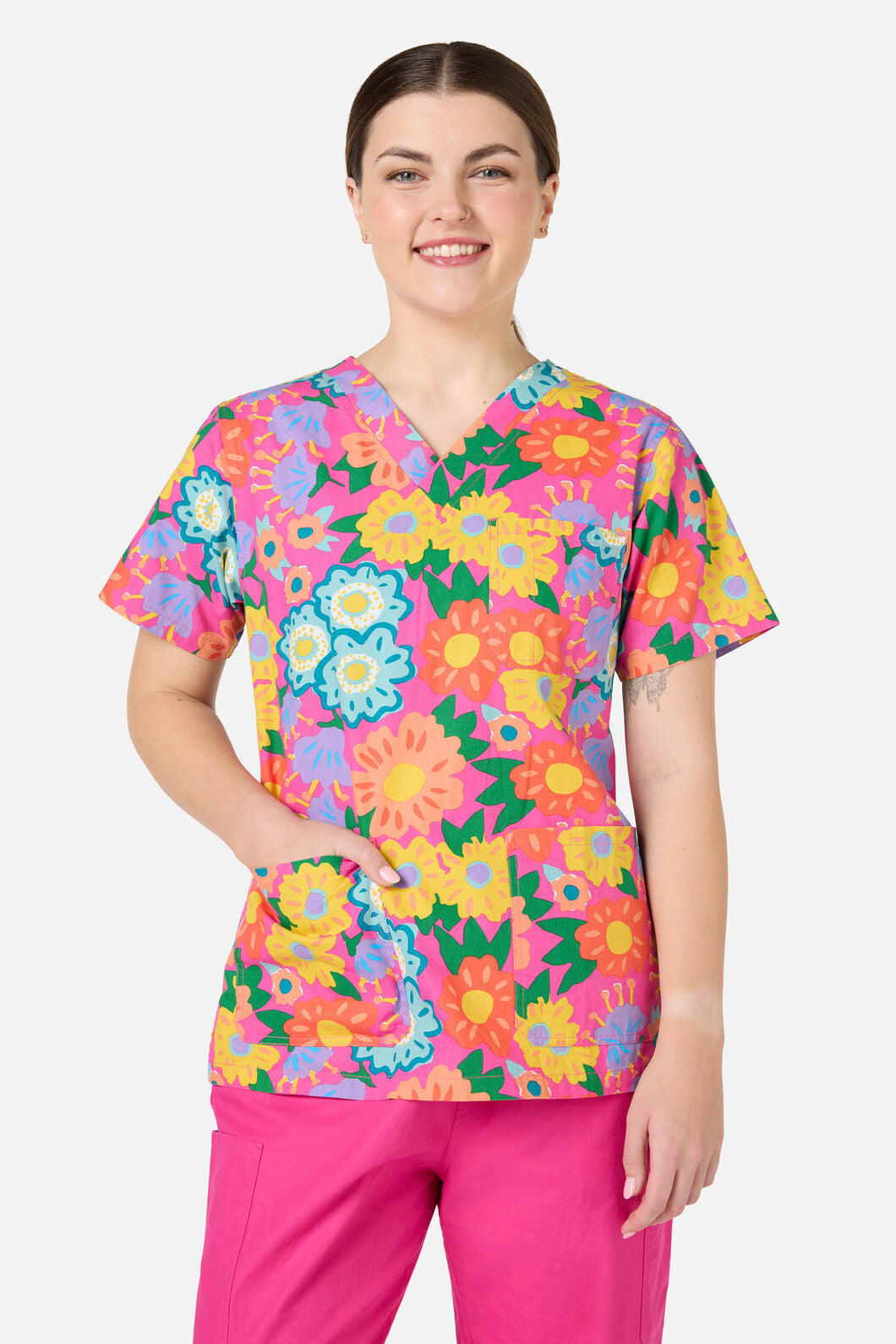 Gorman - Dream Garden Top & Pant Scrubs - pink
