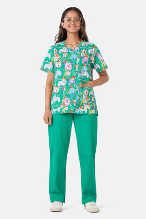 Gorman - Santa Paws Mixed Scrub Set - green