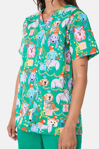 Gorman - Santa Paws Mixed Scrub Set - green