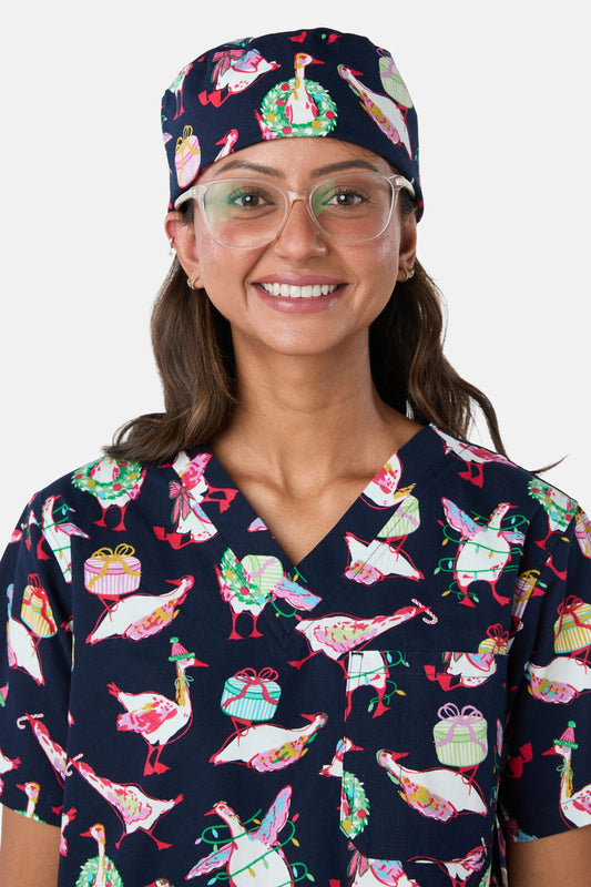 Gorman - Christmas Goose Scrub Hat - navy
