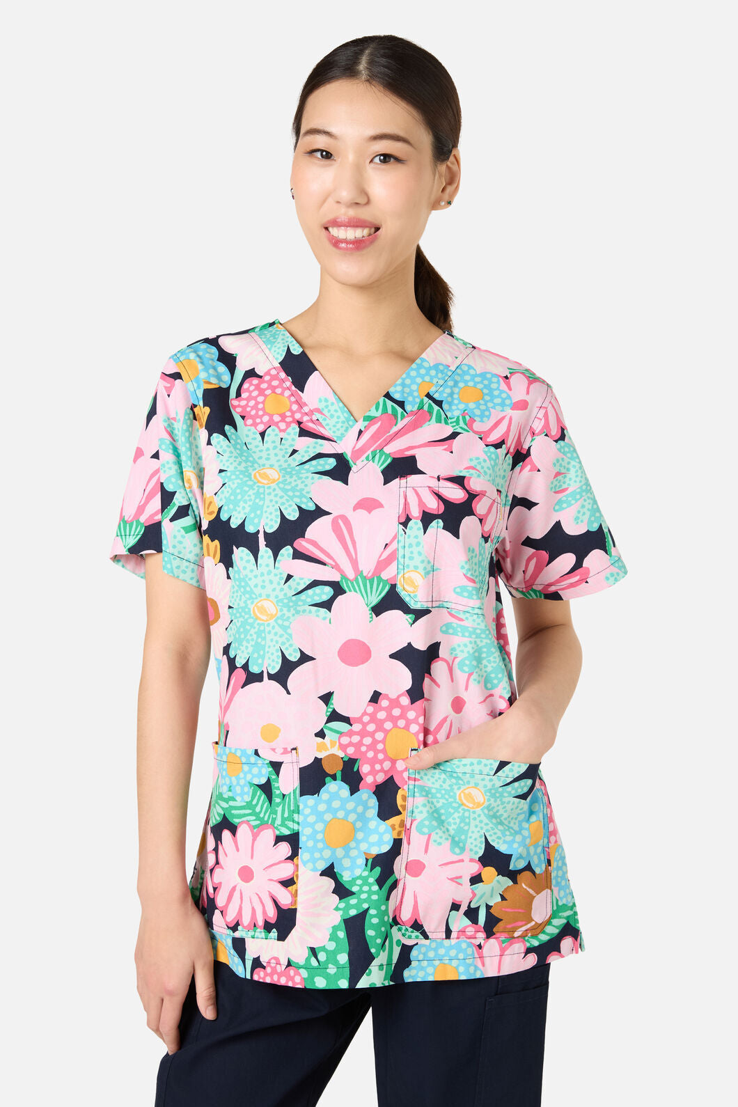Gorman - Magic Floral Top & Pant Scrubs - navy