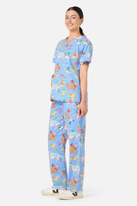 Gorman - Dog Picnic Scrub Set - blue