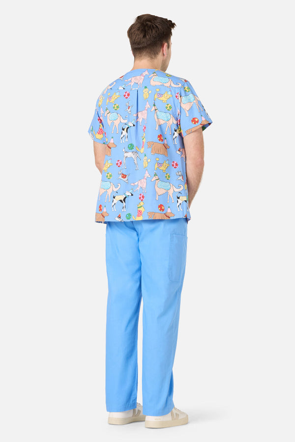 Gorman - Dog Picnic Top & Pant Scrub Set - blue