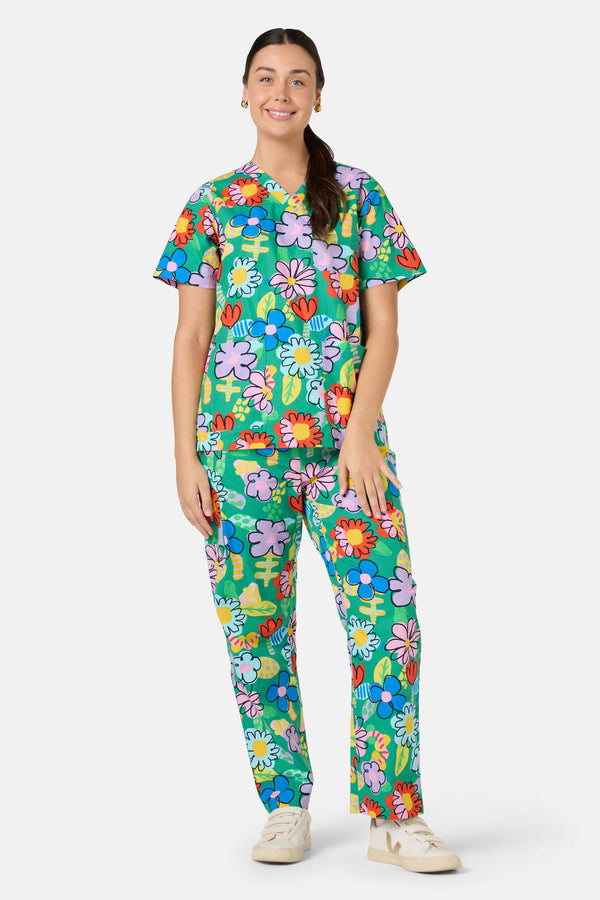 Gorman - Floral Pop Scrub Set - green