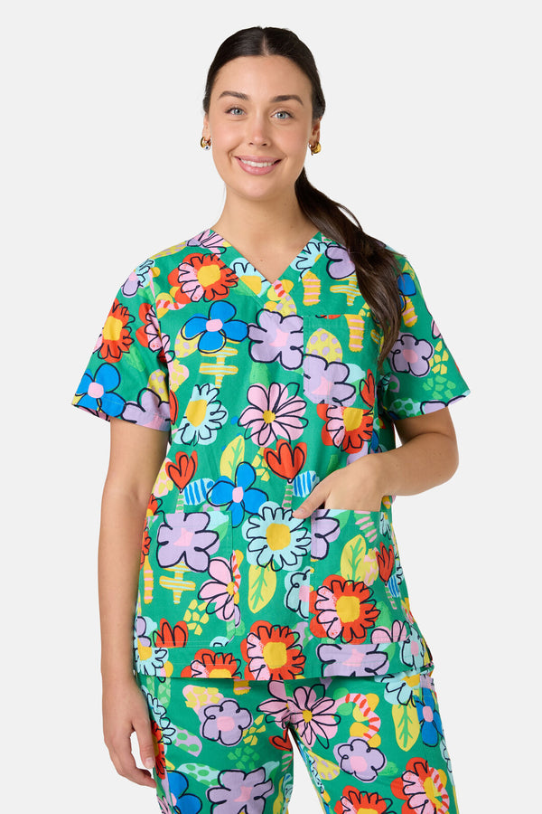 Gorman - Floral Pop Scrub Set - green