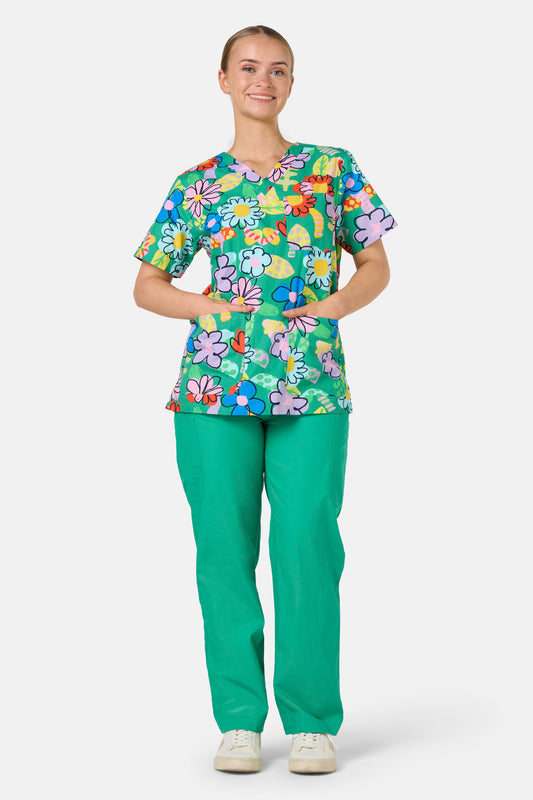 Gorman - Floral Pop Mixed Scrub Set - green