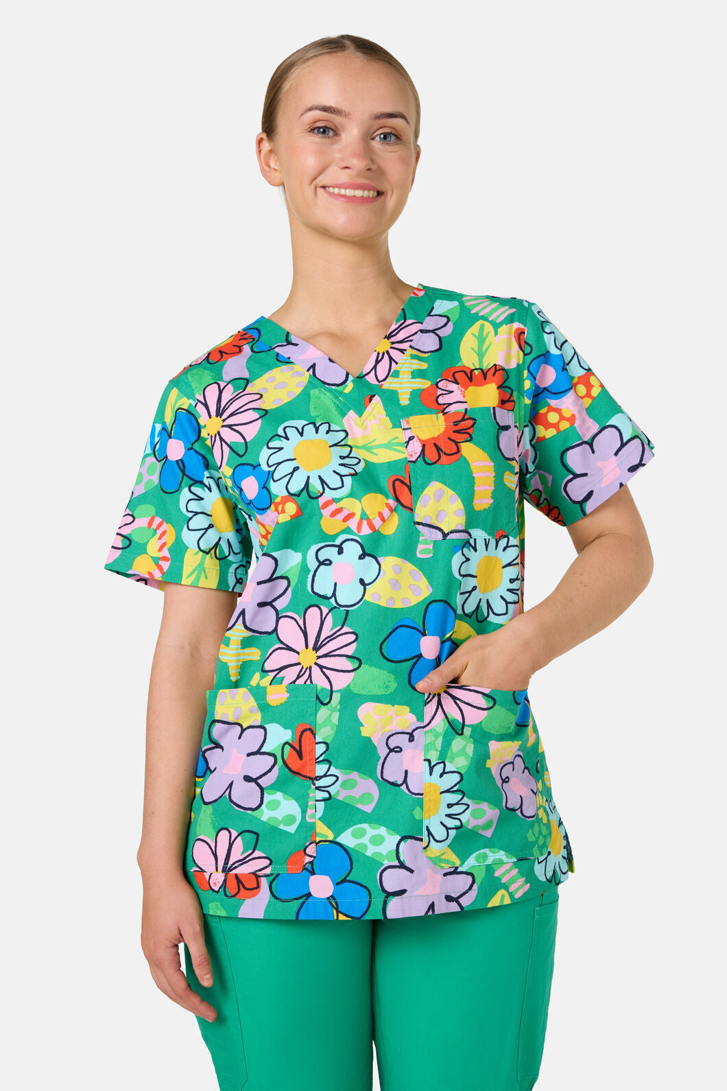 Gorman - Floral Pop Mixed Scrub Set - green