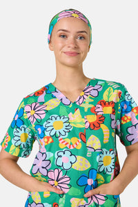 Gorman - Floral Pop Scrub Headband - green