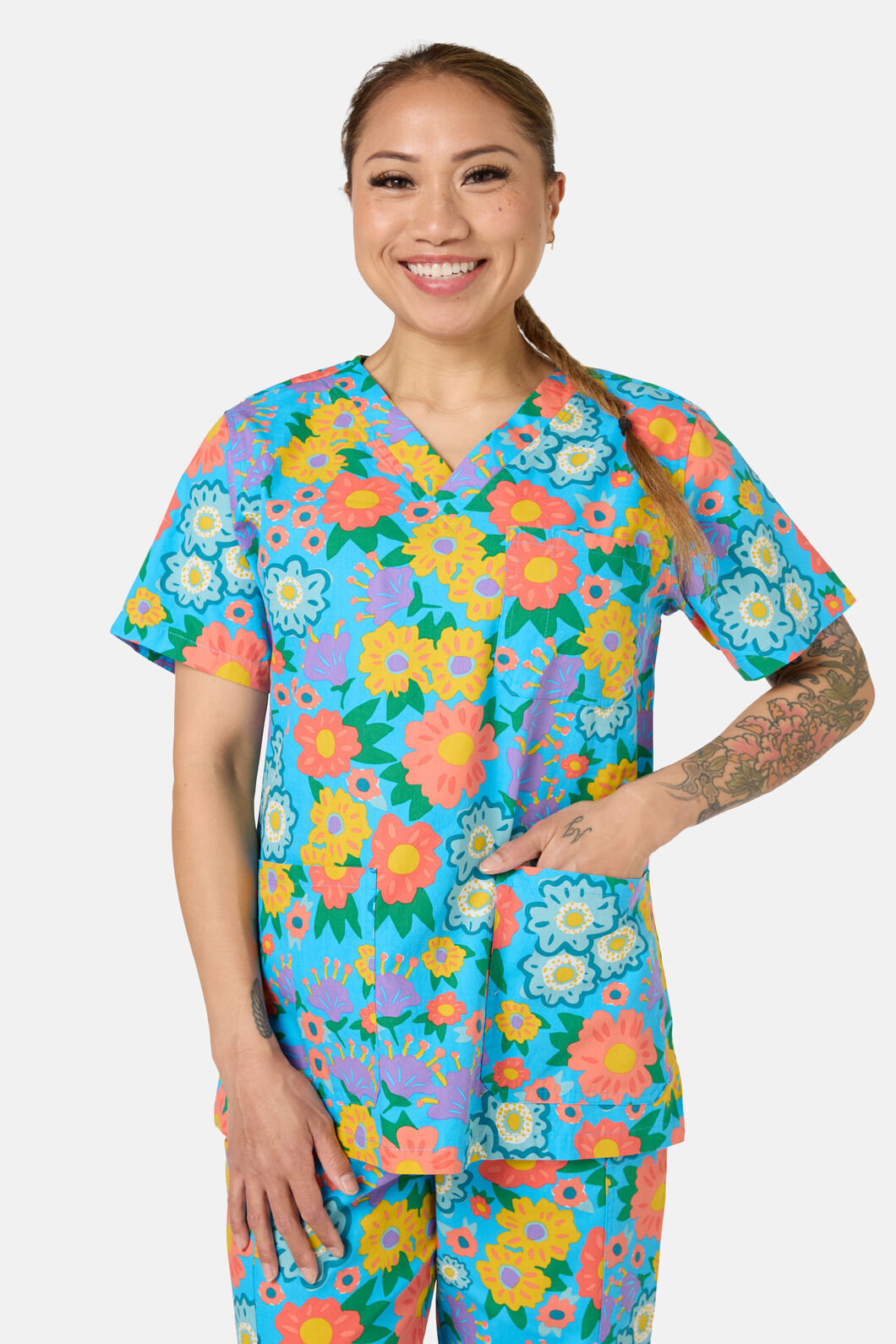 Gorman - Painted Garden Scrub Set - aqua