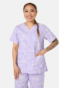 Gorman - Lilac Cat Scrub Set - lilac