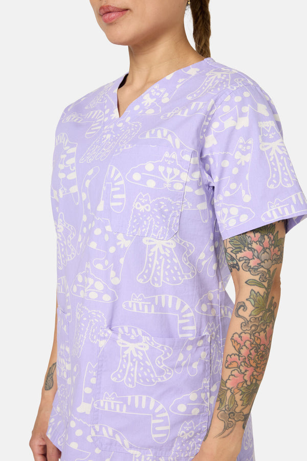 Gorman - Lilac Cat Scrub Set - lilac