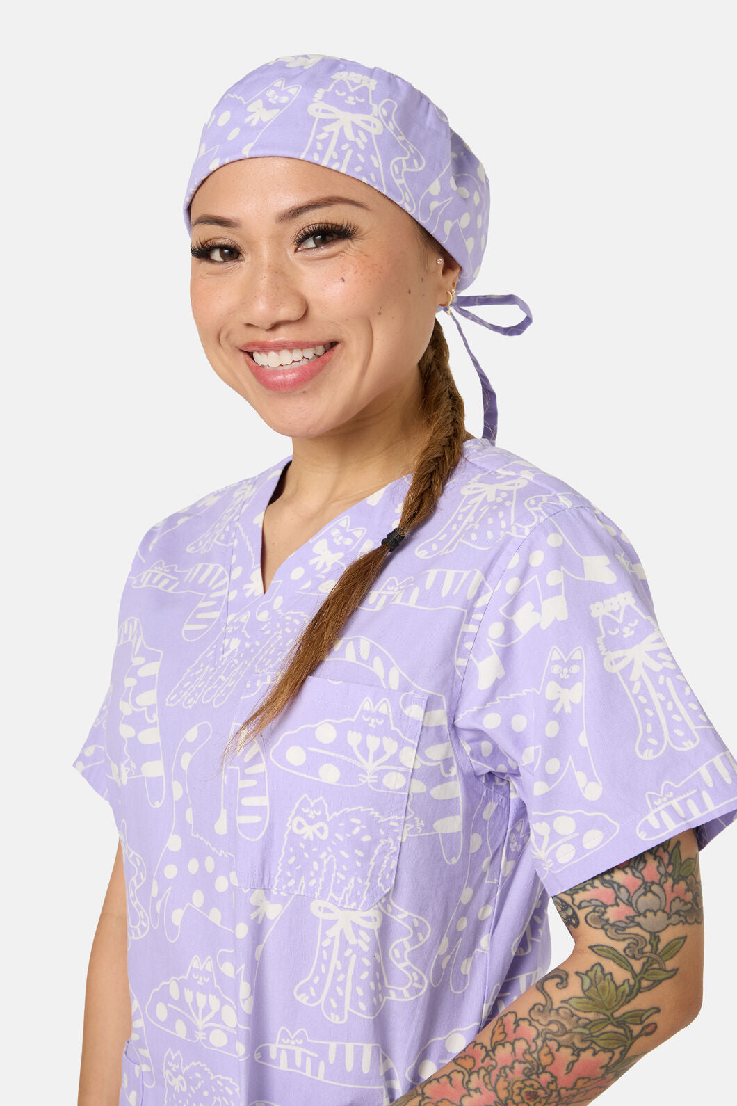 Gorman - Lilac Cat Scrub Hat - lilac