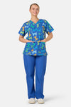 Gorman - Spotty Cats Mixed Scrub Set - navy