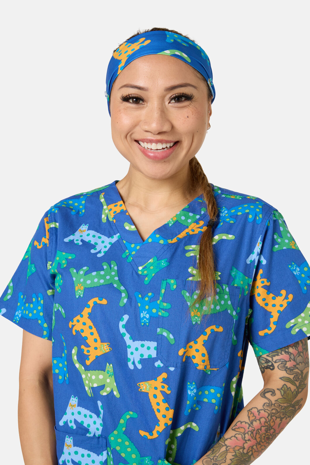 Gorman - Spotty Cats Scrub Headband - navy