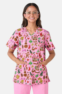 Gorman - Gingerbread Wonderland Mixed Scrub Set - pink