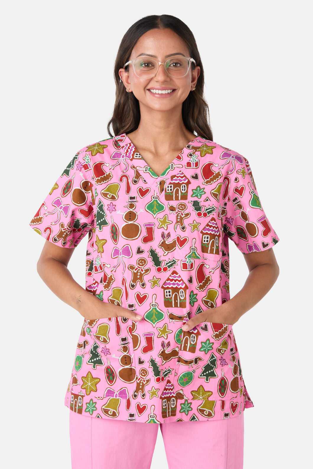 Gorman - Gingerbread Wonderland Mixed Scrub Set - pink