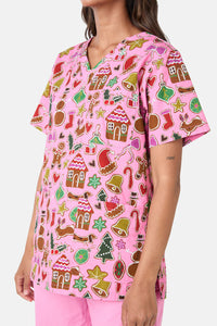 Gorman - Gingerbread Wonderland Mixed Scrub Set - pink