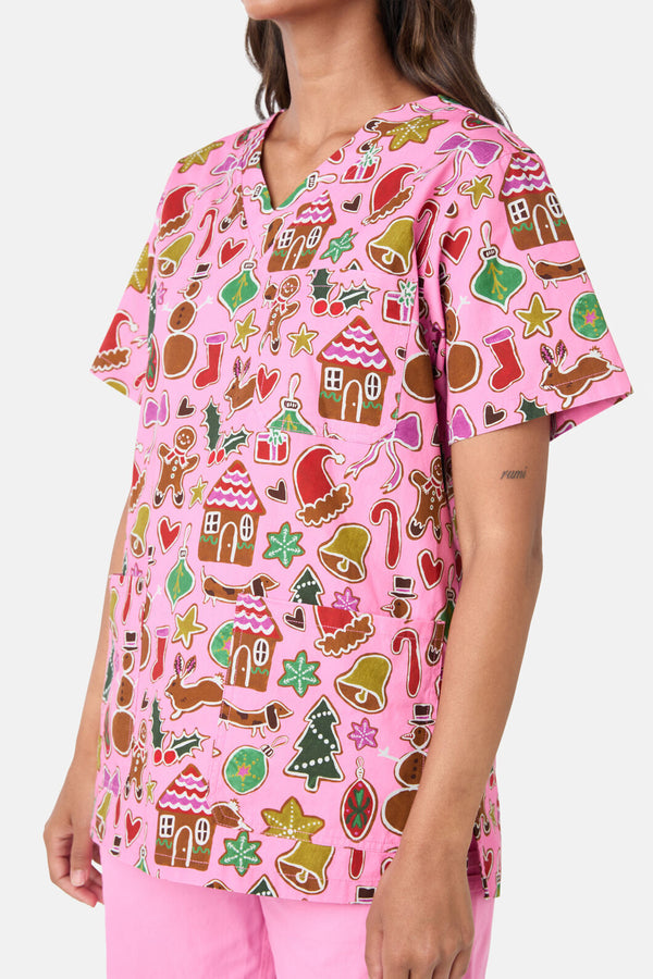 Gorman - Gingerbread Wonderland Mixed Scrub Set - pink