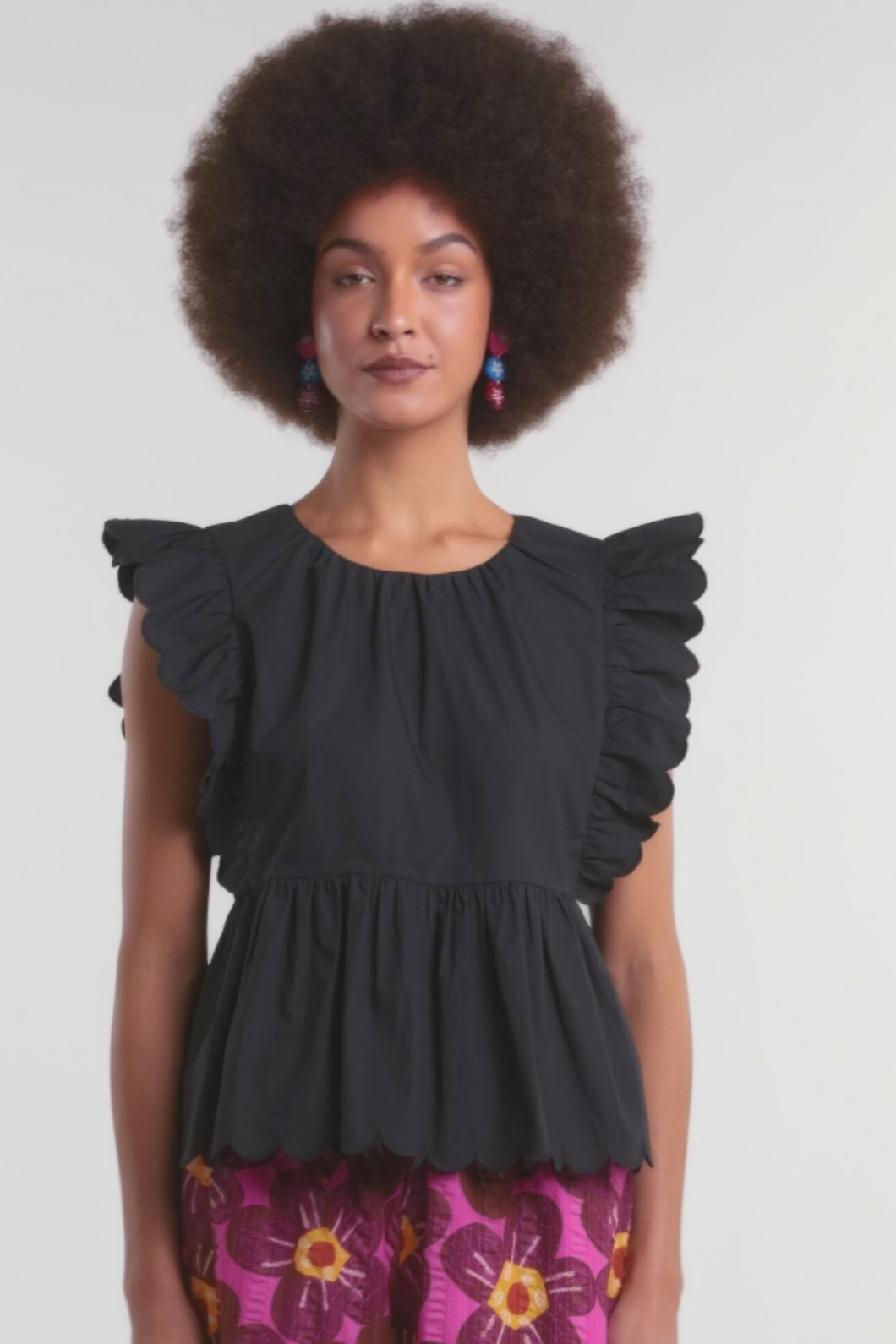 Gorman - Lily Ruffle Top - black