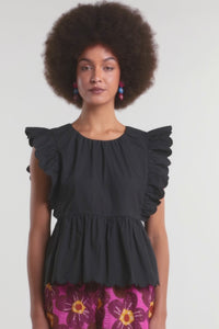 Gorman - Lily Ruffle Top - black