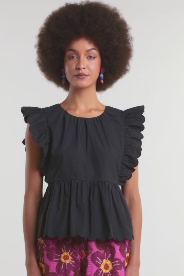 Gorman - Lily Ruffle Top - black