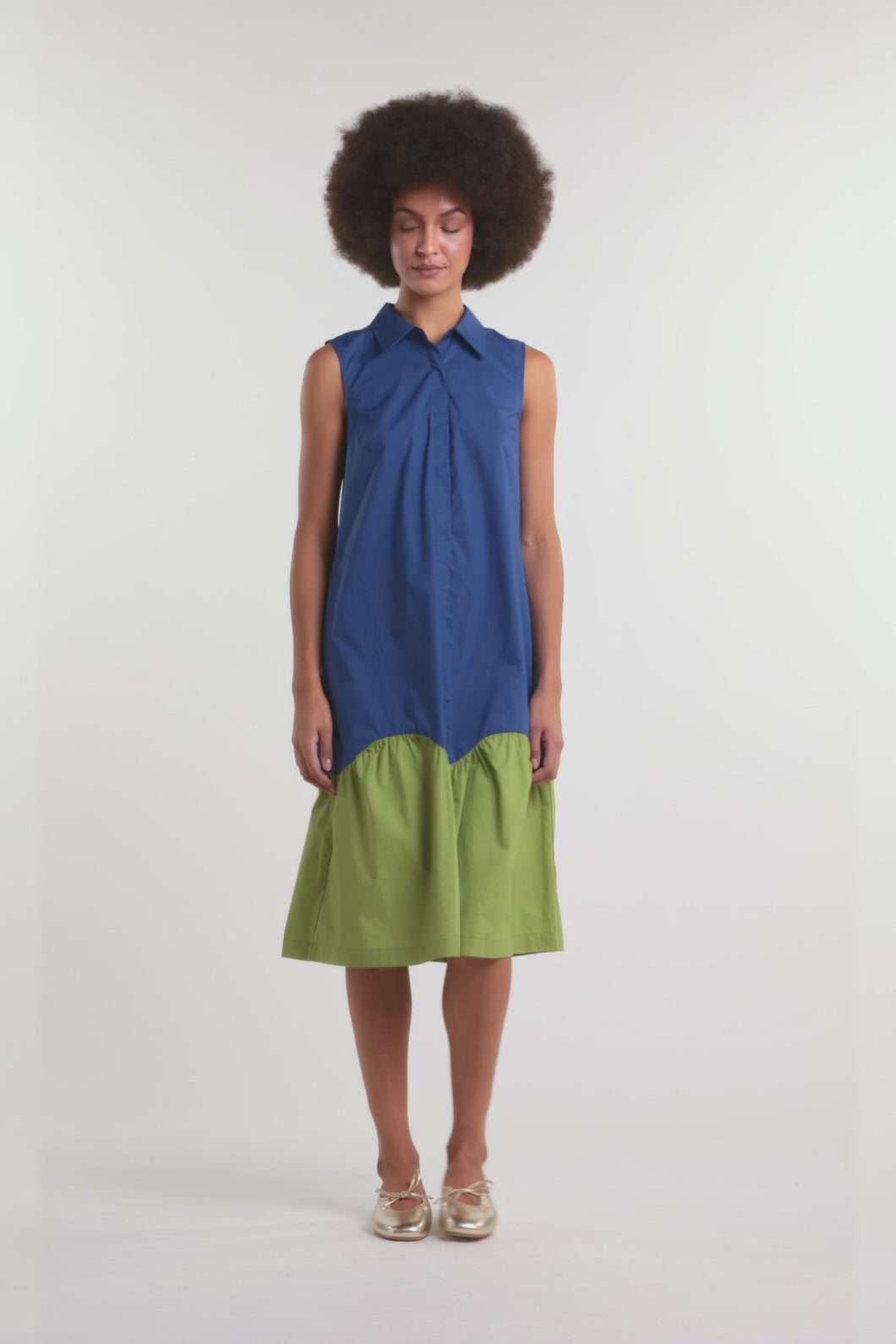 Gorman - Longline Cotton Shirt Dress - navy