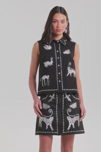 Gorman - Right Meow Embroidered Shirt - black
