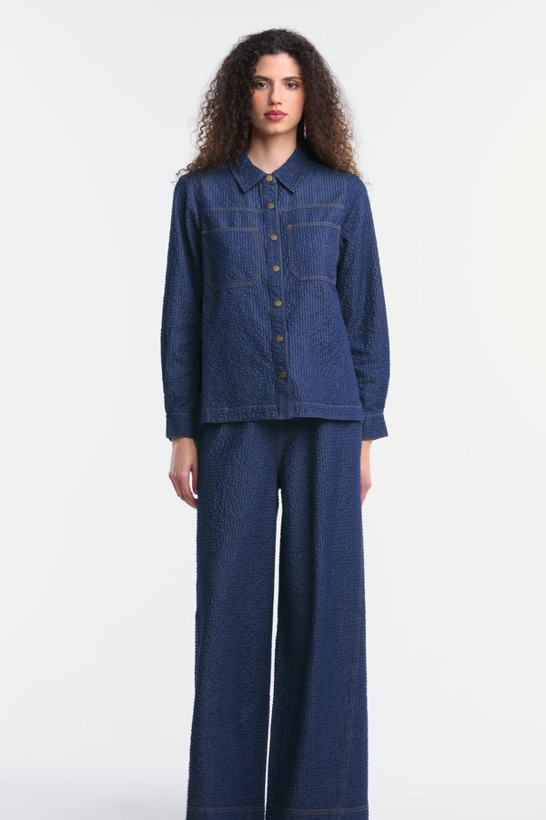 Gorman - Imogen Seersucker Denim Shirt - indigo