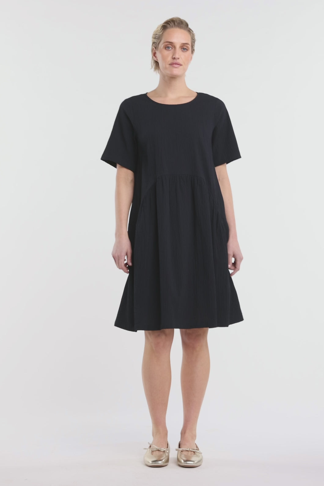 Gorman - Calliope Seersucker Tulip Dress - black