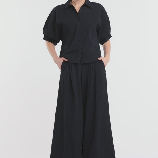 Gorman - Calliope Seersucker Balloon Shirt - black