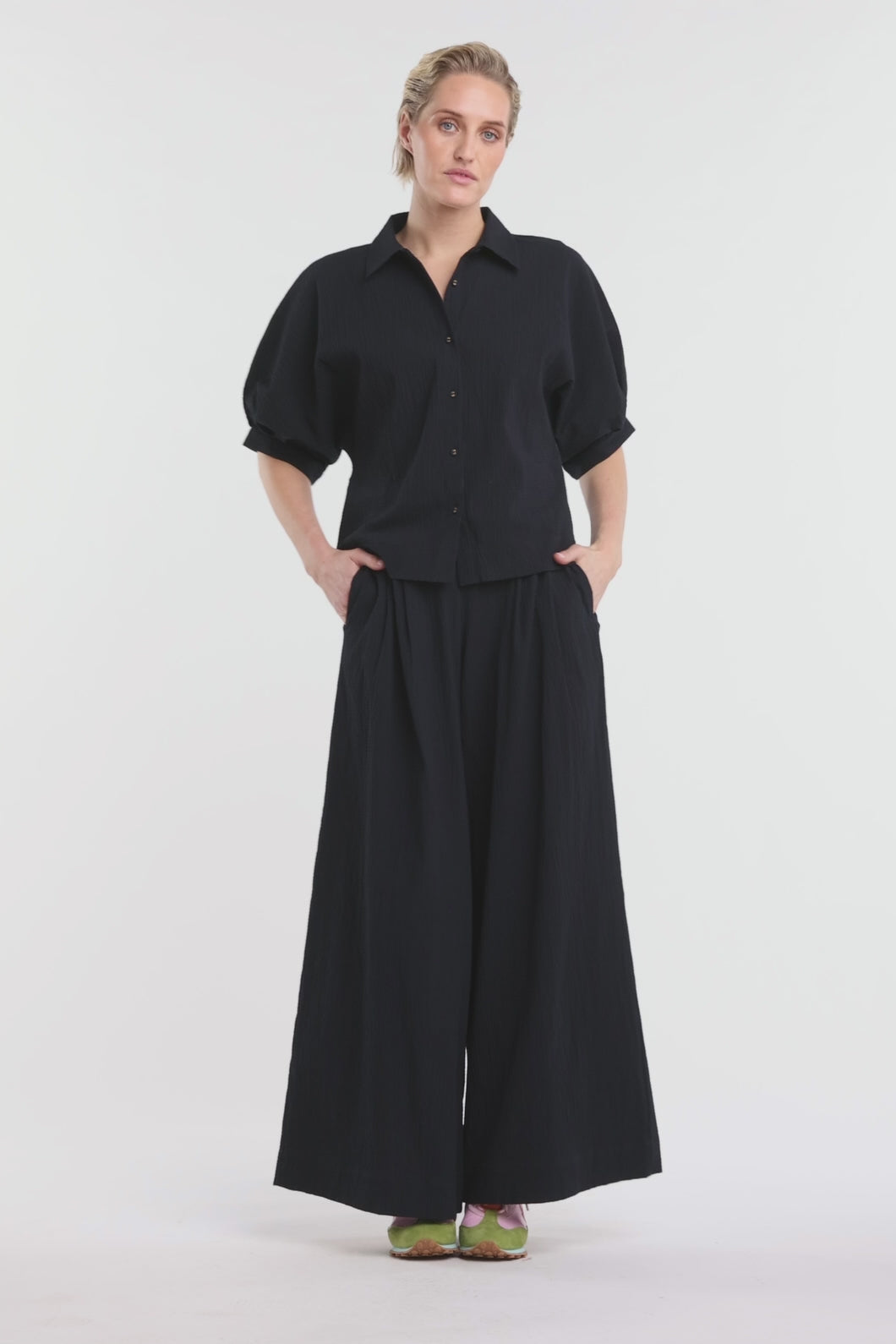 Gorman - Calliope Seersucker Balloon Shirt - black