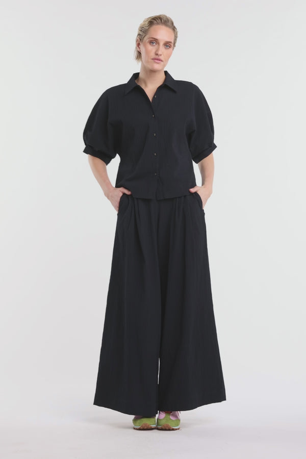 Gorman - Calliope Seersucker Balloon Shirt - black