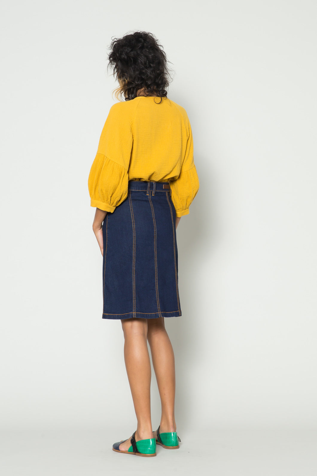 monki mustard yellow denim skirt, Women's Fashion, Bottoms, Skirts on  Carousell