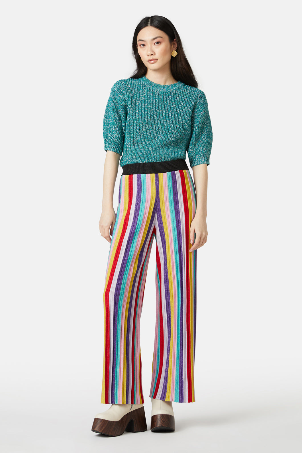 Trousers with a Wave Motif Rainbow Jungle