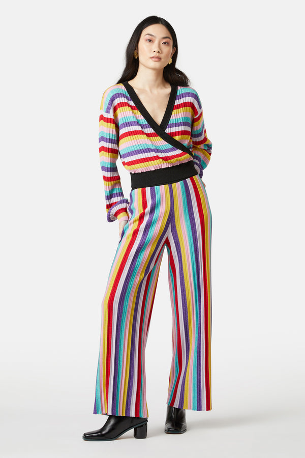 Gorman - Rainbow Lurex Knit Pant - stripe